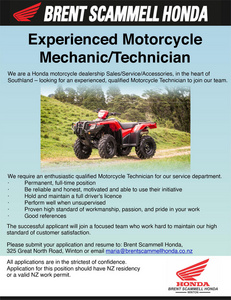 Motorcycle Technician Required